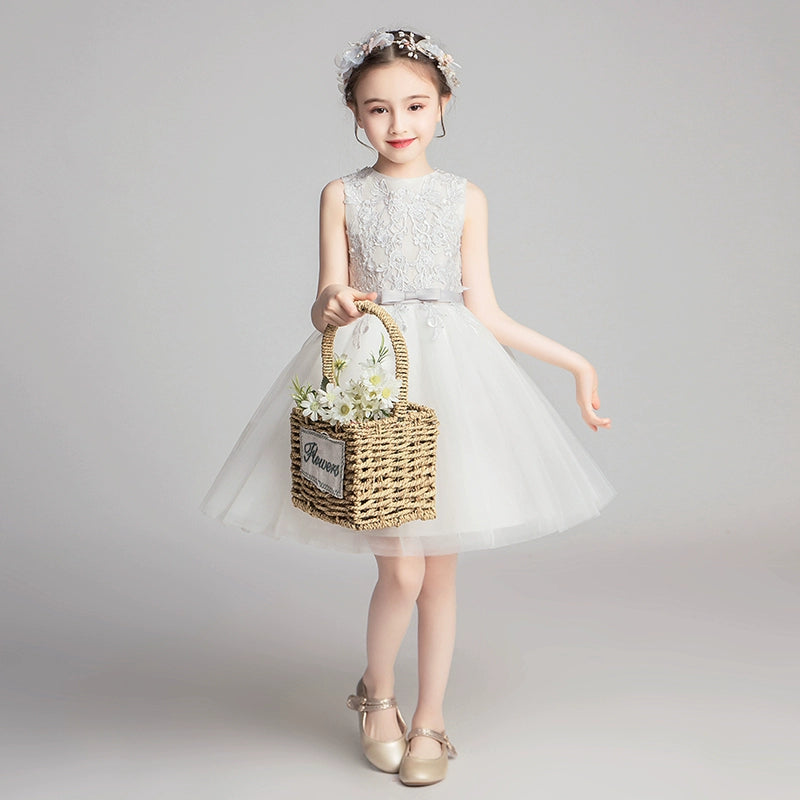 Girl Dress Princess Dress Tulle Tutu Short Little Flower Girl 61 Dress Host Kids Costume for Piano Performance Summer